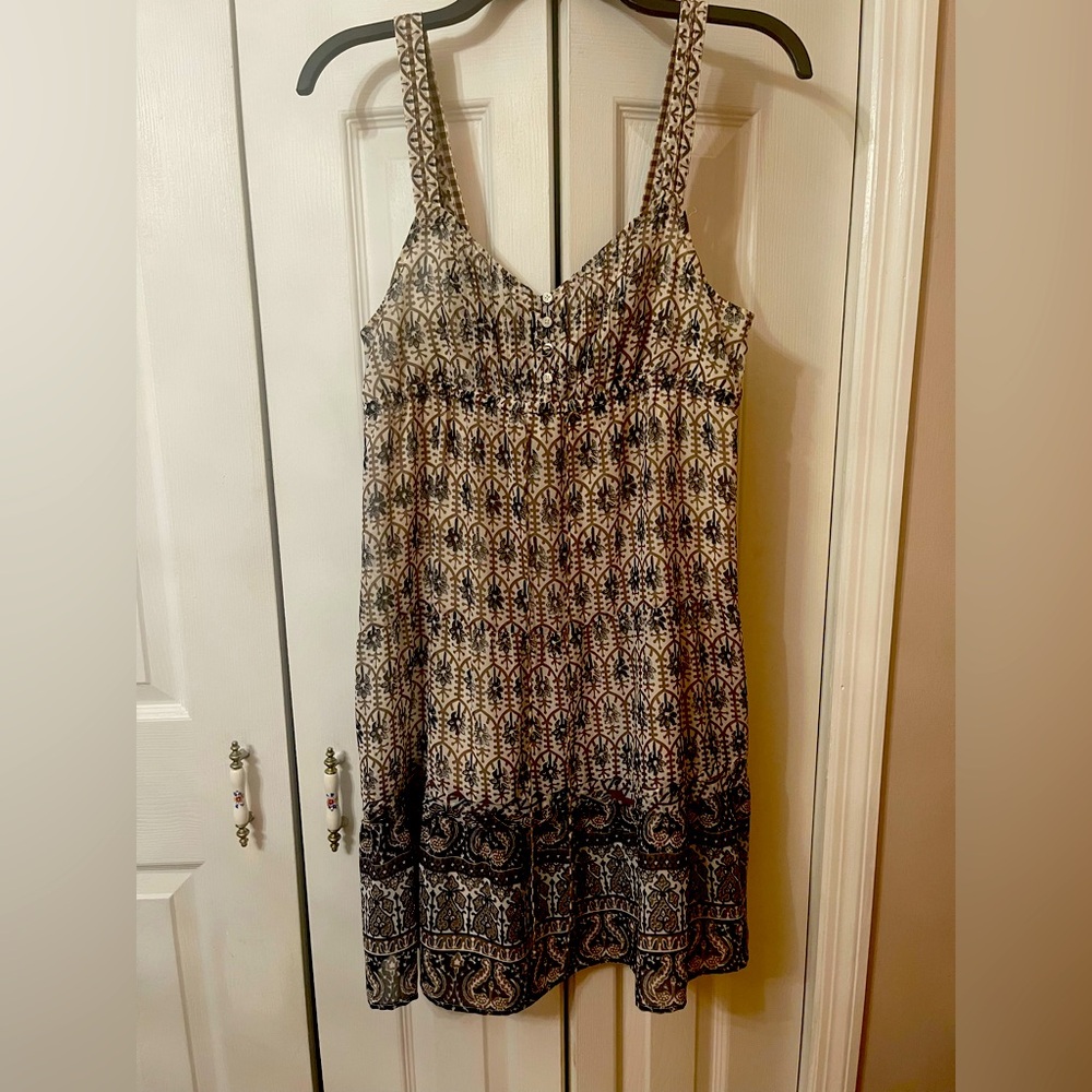 American Eagle Dress Size Small Sleeveless brown blue Tiered